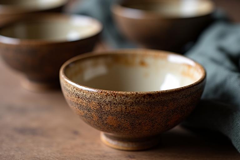 Bols à ramen avec des motifs texturés et une finition bicolore, prêts à l'usage.